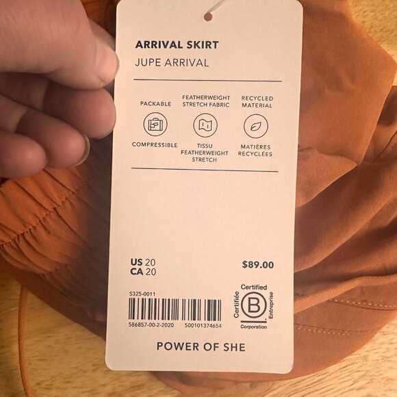 NEW Athleta Arrival Midi UPF Comfy Stretch Skirt Size 2X/20 Orange Pockets Eco - Picture 5 of 7
